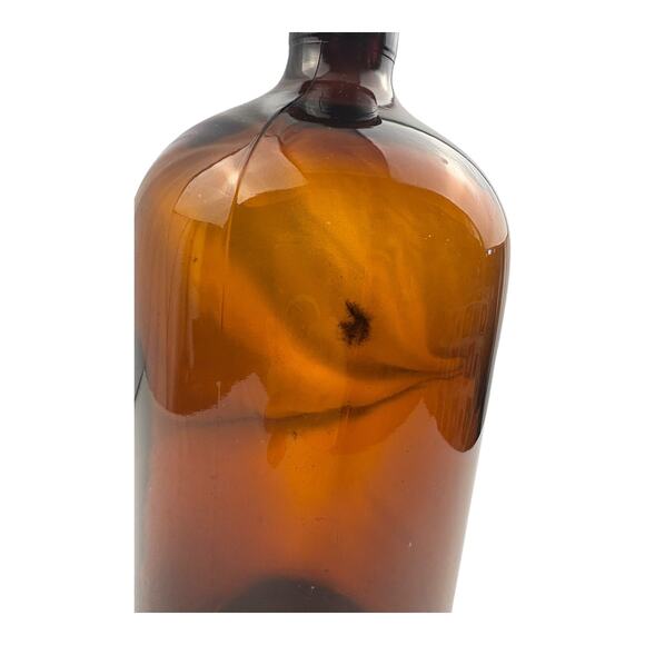 Vintage/ Antique Amber Glass Apothecary Bottle Cork Stopper, Pharmacy, Large 13” - Picture 5 of 12